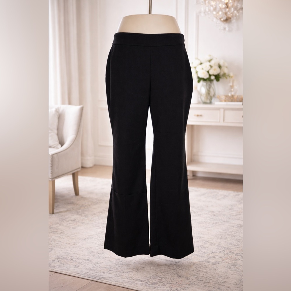 WHBM Slim Boot Curvy Pants 12 Black Stretch High Rise Tailored Chic